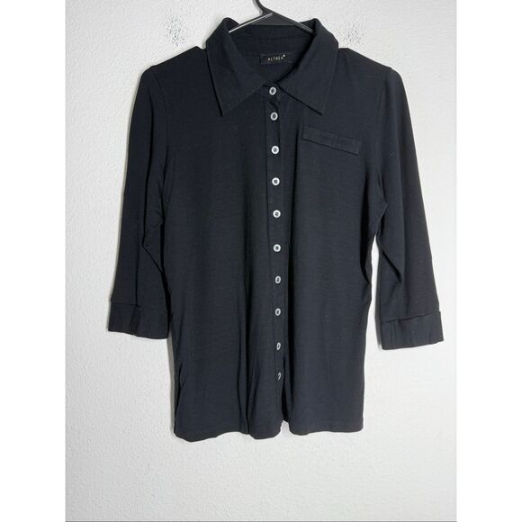Althea Women’s No Wrinkles Blouse Button Down Shirt Black Size M See Description - Picture 1 of 6